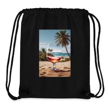 Verre de vin de plage - Sac à cordon recyclé Stanley/Stella - noir - Devant