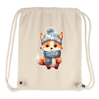 Fuchs mit Mütze und Schal - Stanley/Stella recycelter Gym Bag - Naturweiß - Vorne