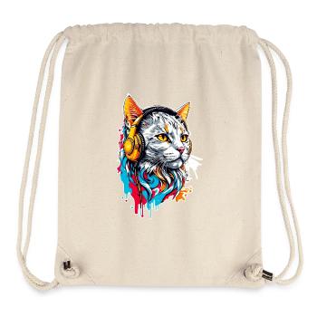 Katze hört Musik - Stanley/Stella recycelter Gym Bag - Naturweiß - Vorne