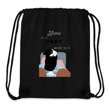 Home is where the meow watches you pee - Sac à cordon recyclé Stanley/Stella - noir - Devant