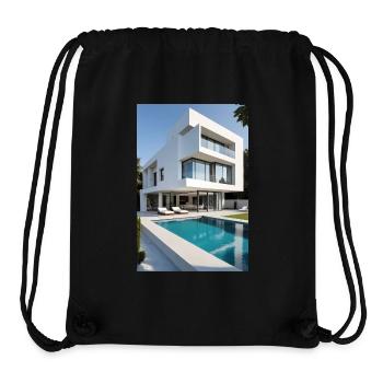 White villa with pool - Stanley/Stella Recycled Gym Bag - black - Front
