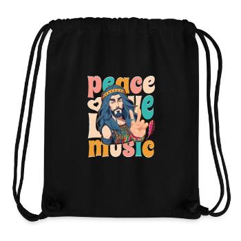 Hippie Retro Design - Frieden, Liebe, und Musik - Stanley/Stella recycelter Gym Bag - Schwarz - Vorne