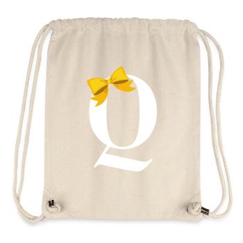 Lettre q nœud jaune - Sac à cordon recyclé Stanley/Stella - blanc naturel - Devant