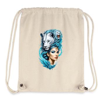 Captivating woman and a majestic lion's head - Stanley/Stella Recycled Gym Bag - natural - Front