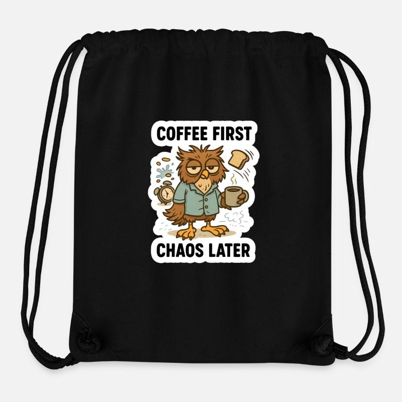 Kaffee zuerst Eule - Stanley/Stella recycelter Gym Bag - Schwarz