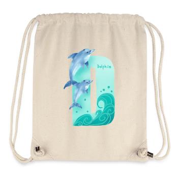 Whimsical Alphabet. Letter D. Blue Dolphin design. - Stanley/Stella Recycled Gym Bag - natural - Front