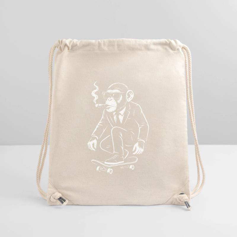Dapper Monkey sur Skateboard Sac à cordon recyclé Stanley/Stella