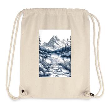 Illustration of a Mountain Landscape  - Sac à cordon recyclé Stanley/Stella - blanc naturel - Devant