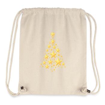 Sapin de Noël étoilé doré - Sac à cordon recyclé Stanley/Stella - blanc naturel - Devant