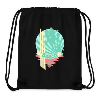 Beach Palm Trees Sea Banner - Stanley/Stella Recycled Gym Bag - black - Front