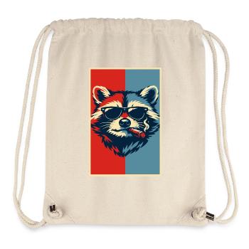 Waschbär-Pop-Art: Sonnenbrillen-Zigarre - Stanley/Stella recycelter Gym Bag - Naturweiß - Vorne