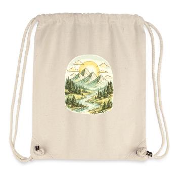 Mountain panorama morning light forest river - Stanley/Stella Recycled Gym Bag - natural - Front