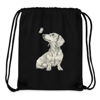 Dackel mit Schmetterling Profil Skizze Banksy Stil - Stanley/Stella recycelter Gym Bag - Schwarz - Vorne