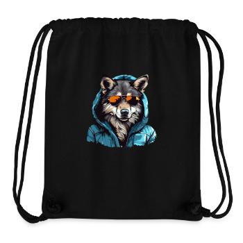 Grauer Wolf im Streetstyle | Wolfsliebhaber - Stanley/Stella recycelter Gym Bag - Schwarz - Vorne