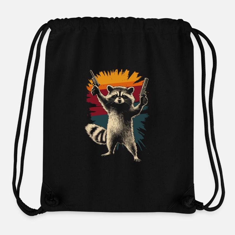 Frecher Waschbär mit 2 Pistolen - Stanley/Stella recycelter Gym Bag - Schwarz