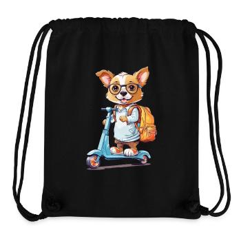 Chien mignon école débutant façon conception - Sac à cordon recyclé Stanley/Stella - noir - Devant