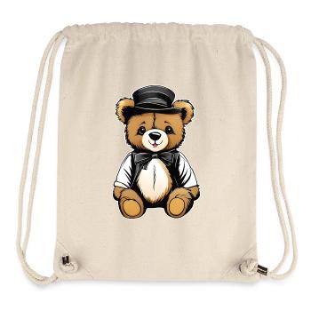 Ours en peluche mignon avec chapeau - Sac à cordon recyclé Stanley/Stella - blanc naturel - Devant