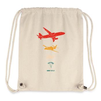 Oh Rutsche! Fallschirmspringer und Flugzeugsilhouette - Stanley/Stella recycelter Gym Bag - Naturweiß - Vorne