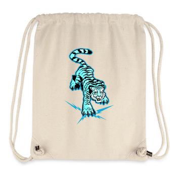 Tigre et éclais sous les pattes (version bleue) - Sac à cordon recyclé Stanley/Stella - blanc naturel - Devant
