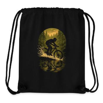 Mountainbike Action im Wald bei Sonnenuntergang - Stanley/Stella recycelter Gym Bag - Schwarz - Vorne