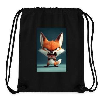 Dessin animé furieux renard colère - Sac à cordon recyclé Stanley/Stella - noir - Devant