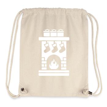 Chaussette de Noël avec cheminée - Sac à cordon recyclé Stanley/Stella - blanc naturel - Devant