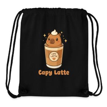 Capy Latte Capybara Cafe Latte Kaffee Kawaii Süß - Stanley/Stella recycelter Gym Bag - Schwarz - Vorne