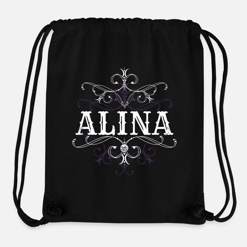 Alina Surname First Name Personalized - Stanley/Stella Recycled Gym Bag - black