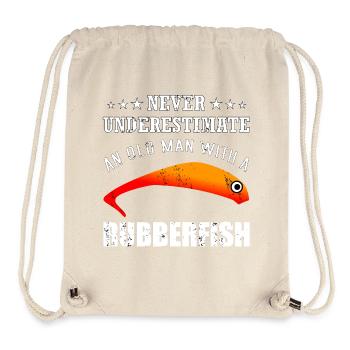 Alter Angler mit Gummifisch - Stanley/Stella recycelter Gym Bag - Naturweiß - Vorne