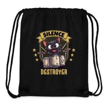 Schlagzeug Drums Silence Destroyer Katze Lustig - Stanley/Stella recycelter Gym Bag - Schwarz - Vorne