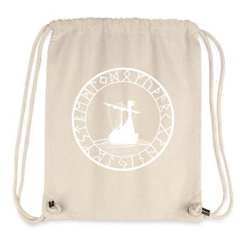 Weißes Wikinger-Langschiff und Kompass - Stanley/Stella recycelter Gym Bag - Naturweiß - Vorne