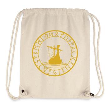 Wikingergelbes Langschiff und Kompass - Stanley/Stella recycelter Gym Bag - Naturweiß - Vorne
