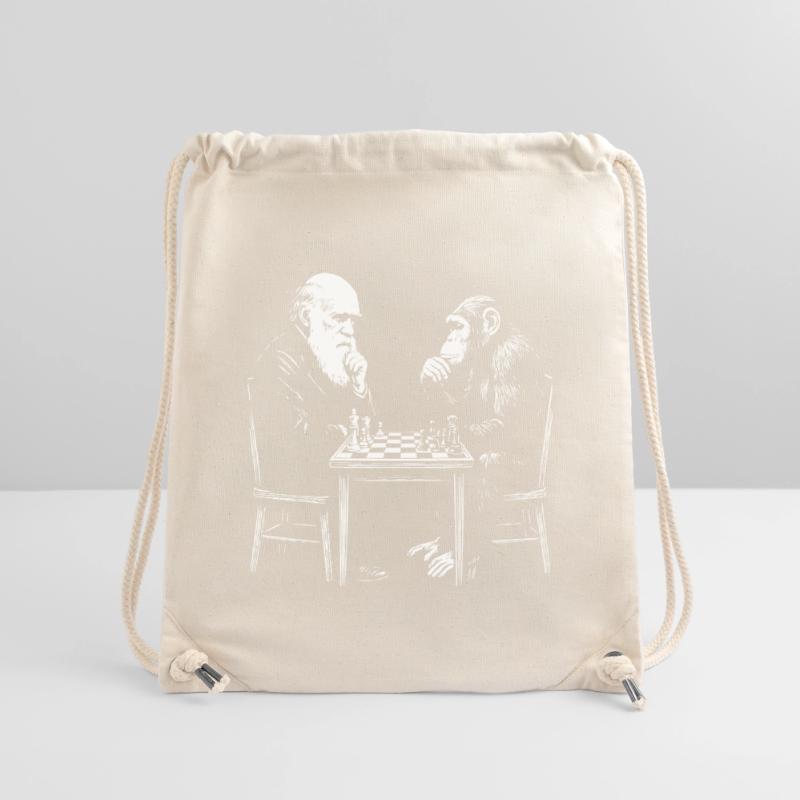 Darwin joue aux échecs avec un singe - Jeu d’évolution Sac à cordon recyclé Stanley/Stella