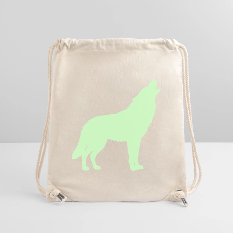 Wolfsilhouette Neon Grün Stanley/Stella recycelter Gym Bag