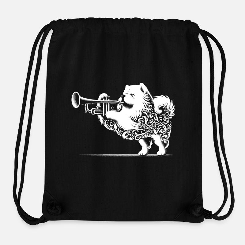 Trompette Ténor Chow - Chaochao joue de la trompette - Sac à cordon recyclé Stanley/Stella - noir