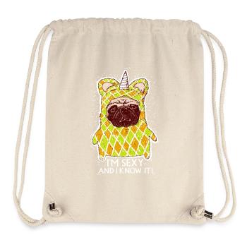 Chien en costume avec Unicorn - Sac à cordon recyclé Stanley/Stella - blanc naturel - Devant