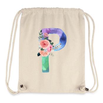 Lettre P watercolor - Sac à cordon recyclé Stanley/Stella - blanc naturel - Devant