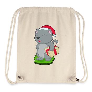 Forfait Noël chat - Sac à cordon recyclé Stanley/Stella - blanc naturel - Devant
