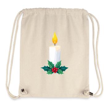 Bougie de Noël & Houx - Sac à cordon recyclé Stanley/Stella - blanc naturel - Devant