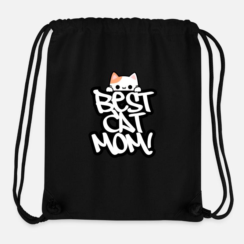 Meilleure maman chat - Sac à cordon recyclé Stanley/Stella - noir