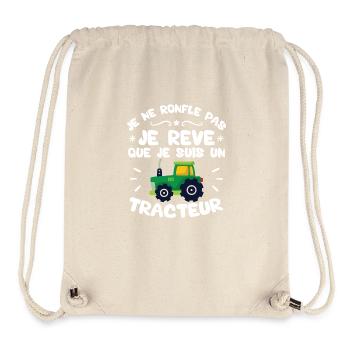 Je ne ronfle pas je rêve que je suis un tracteur - Sac à cordon recyclé Stanley/Stella - blanc naturel - Devant
