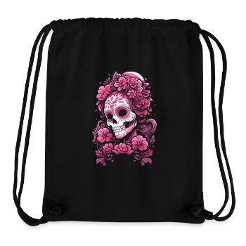 Crâne Muertos Mexicain Jour des Morts Rose - Sac à cordon recyclé Stanley/Stella - noir - Devant