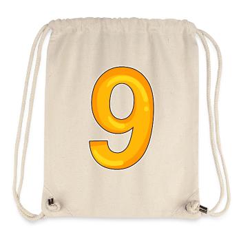 Numéro 9 - Neuf - 9 motif en jaune - Sac à cordon recyclé Stanley/Stella - blanc naturel - Devant
