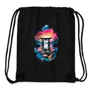 Kirschblüte Japanisch Berg Flusslandschaft - Stanley/Stella recycelter Gym Bag - Schwarz - Vorne