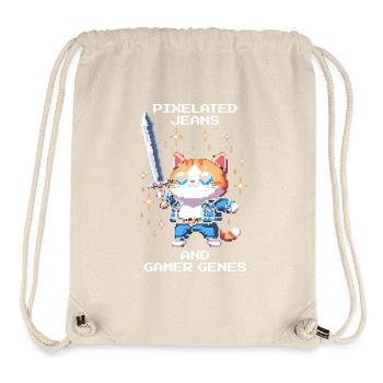 Pixel-Jeans & Gamer-Gene | Katzen, Wortwitz - Stanley/Stella recycelter Gym Bag - Naturweiß - Vorne