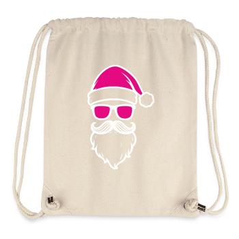 Père Noël rose avec des lunettes de soleil - Sac à cordon recyclé Stanley/Stella - blanc naturel - Devant