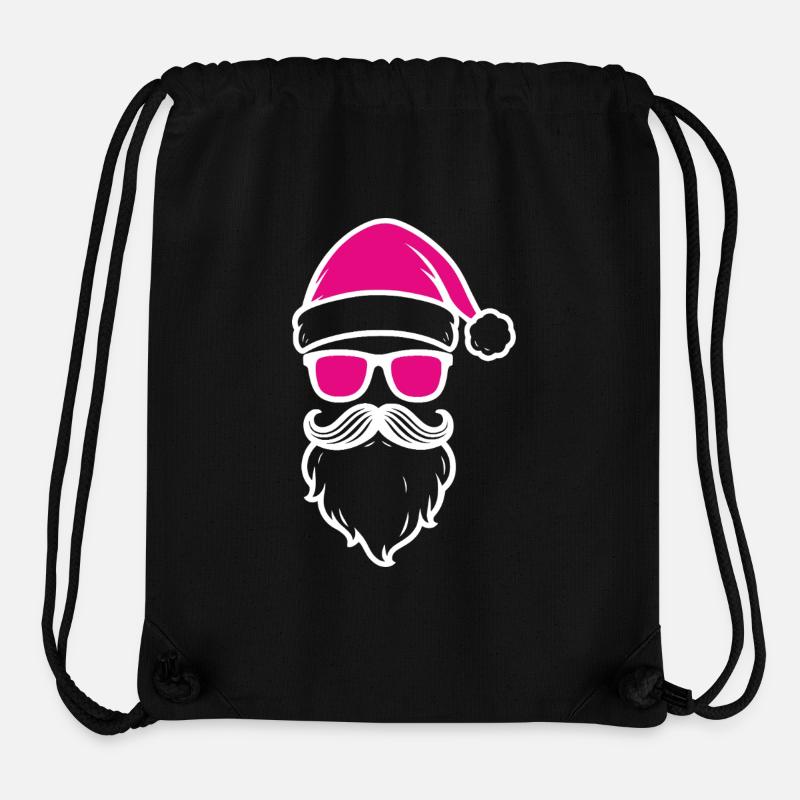 Père Noël rose avec des lunettes de soleil - Sac à cordon recyclé Stanley/Stella - noir