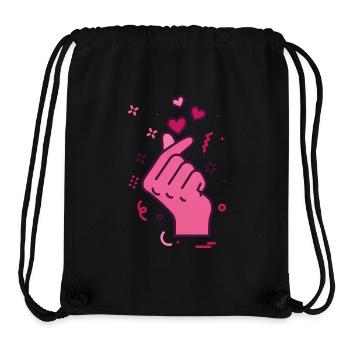 Kpop Musique coréenne Doigts mignons Cœur Amour Corée - Sac à cordon recyclé Stanley/Stella - noir - Devant