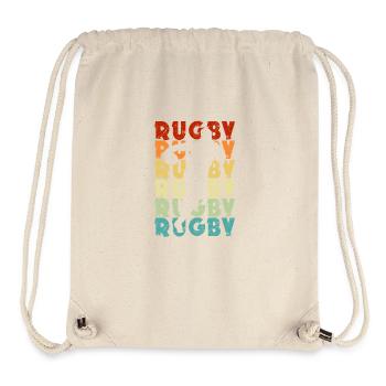 Rugby, silhouette rugbyman, vintage, fan de rugby - Sac à cordon recyclé Stanley/Stella - blanc naturel - Devant