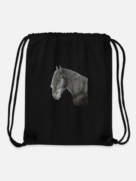 Friesenpferd Porträt - Stanley/Stella recycelter Gym Bag - Schwarz